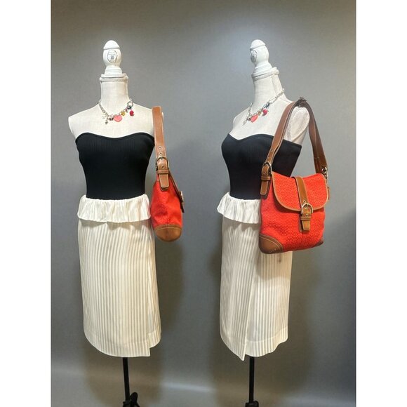 VTG Coach Soho Signature Flap 6378 Red Canvas Tan Leather Convertible Y2K Bag - Picture 2 of 11